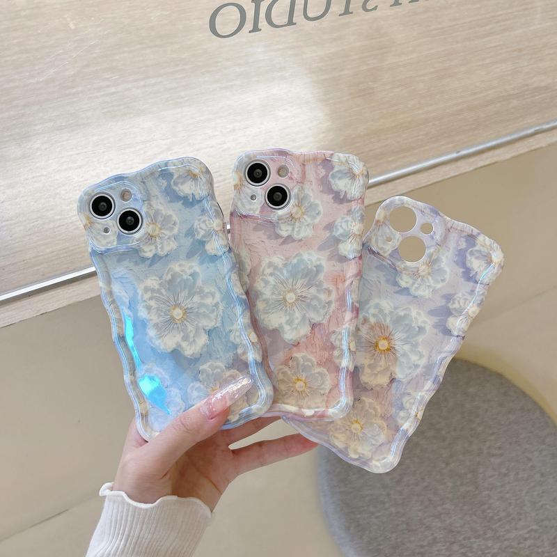 Flower Pattern Phone Case, Anti-drop Cellphone Protective Case, Total Protective Shockproof Mobile Phone Cover for iPhone 11 12 13 14 15 16 Series