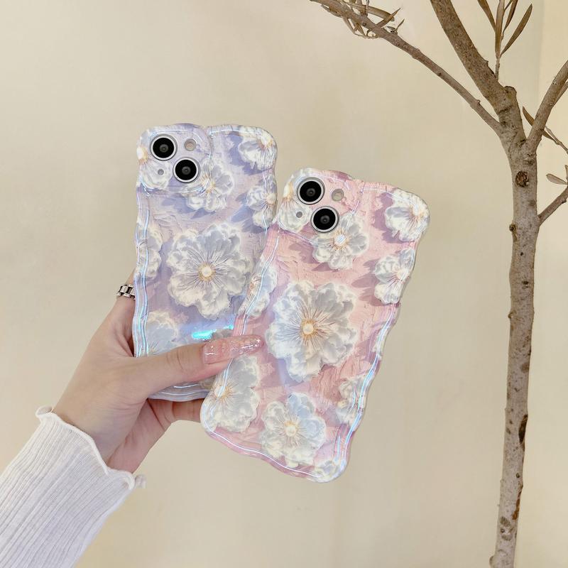 Flower Pattern Phone Case, Anti-drop Cellphone Protective Case, Total Protective Shockproof Mobile Phone Cover for iPhone 11 12 13 14 15 16 Series