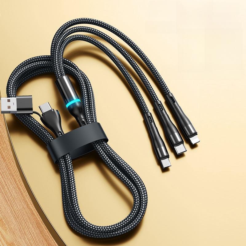 100W Multi-function 3-in-1 Fast Charging Cable, Two-to-three Fast Charging Data Cable and High-power Charging Cable, Universal Tablet & Computer Accessories