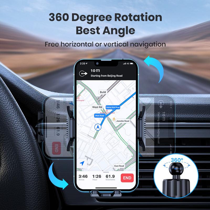 Car Phone Holder Mount,TOPK Upgrade Auto Locking Universal Phone Stand Holder with Hook Clip for Car Air Vent for iPhone Samsung air vent