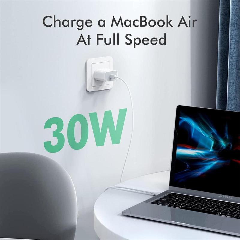 30W PD Fast Charging Head & Data Cable, Durable Portable Charger Head & Cable for Cellphone Headphones Tablet, Phone Charger for iPhone 14 13 12 11 X 8 7 6 AirPods, Smartphone Devices Accessories