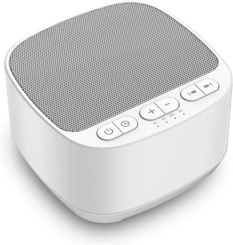 Sleep Sound White Noise Machine with 40 Natural Soothing Sounds and Memory Function 32 Levels of Volume Powered by AC or USB and Sleep Timer Sound Therapy for   Adults (B-White)