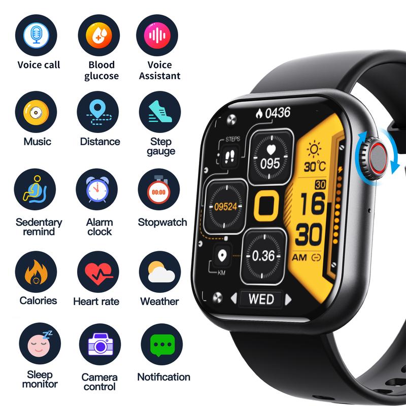 F57 Blood Sugar Smart Watch with Bluetooth Calling and Siri Voice Assistant for Health Monitoring - Wearable Smartphone - Wristwatch