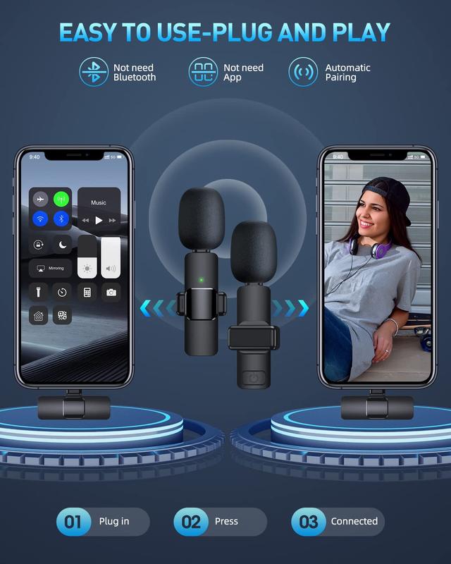 Portable Wireless Lavalier Microphone,The Content Creator's Companion: Lavalier Mic for Enhanced Video Quality Audio Charging