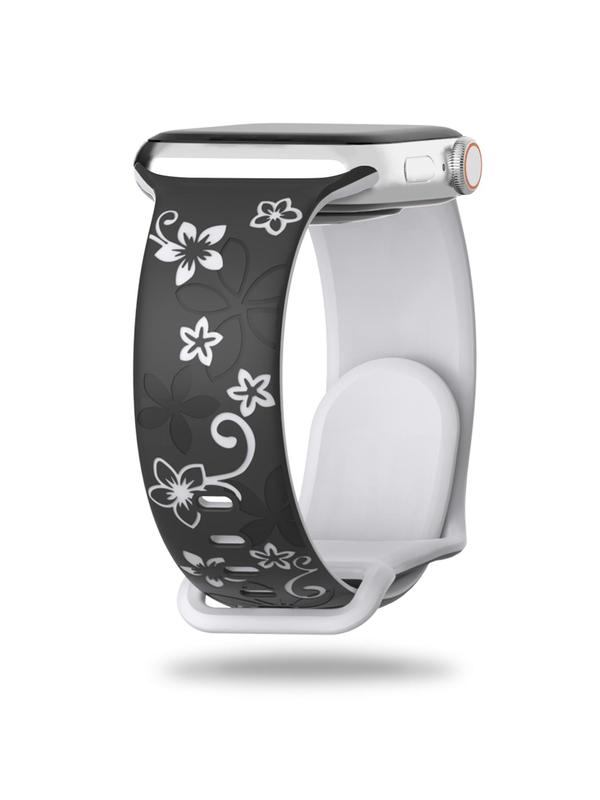 Floral Pattern Watch Band, Soft Silicone Watch Band for Women, Wearable Accessories Compatible with Apple Watch Series 9 8 7 6 5 4 3 2 1 SE Ultra