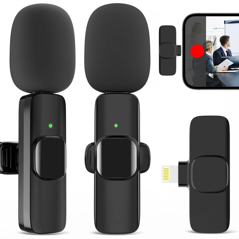 Portable Wireless Lavalier Microphone,Professional Lavalier Mic: Clip-On Wireless Convenience for All Devices Audio Charging