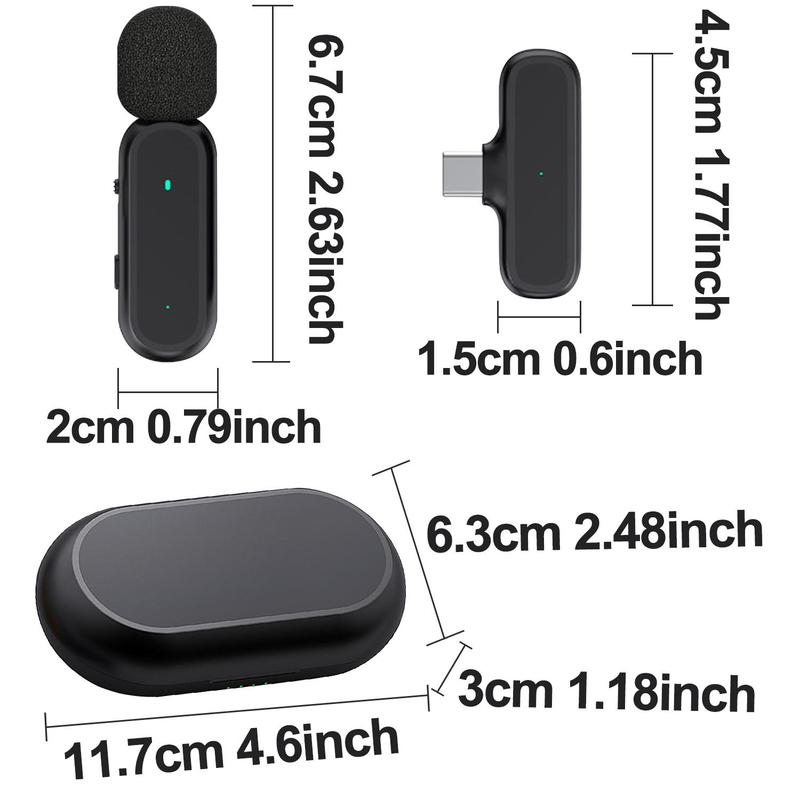 Wireless Lapel Microphone with Charging Case, 1 Count Professional Podcast Lavalier Mic, Dual Wireless Microphone for iPhone Android Mobile Phone