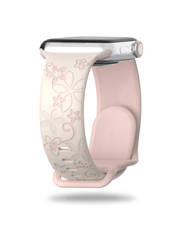 Floral Pattern Watch Band, Soft Silicone Watch Band for Women, Wearable Accessories Compatible with Apple Watch Series 9 8 7 6 5 4 3 2 1 SE Ultra