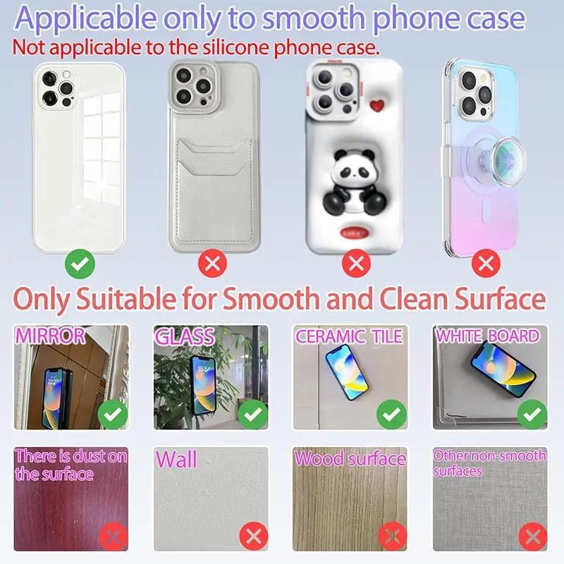 Double Sided Silicone Phone Sticky Grip, Suction Phone Case Mount, Hands-free Sticky Cell Phone Grip, Mobile Phone Holder for Selfies and Videos