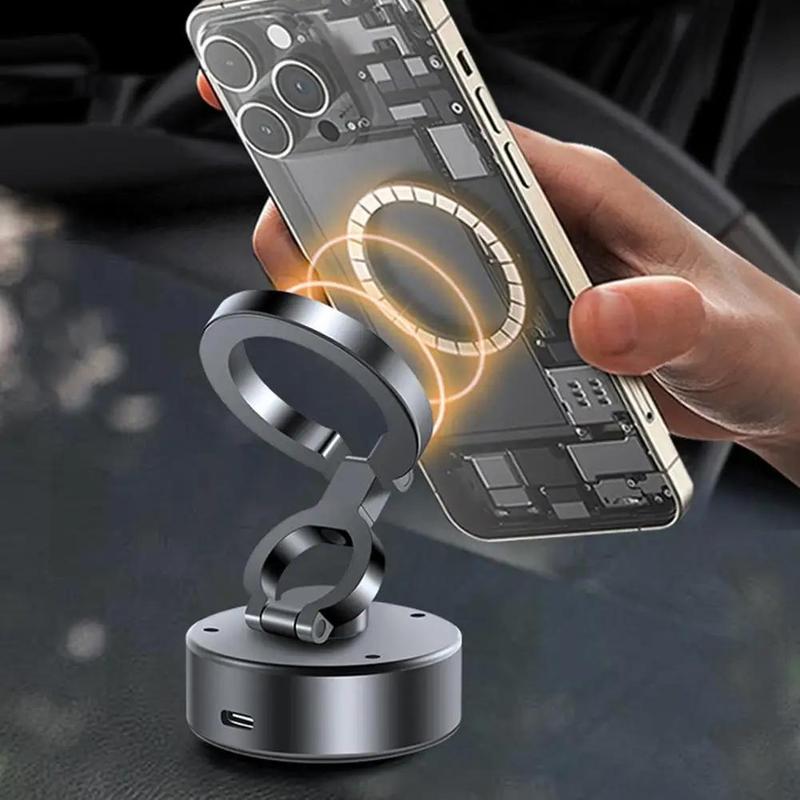 Magnetic Car Phone Holder, Vacuum Adsorption Stable Car Magnetic Folding Holder, 360 Degree Rotation Navigation Phone Holder