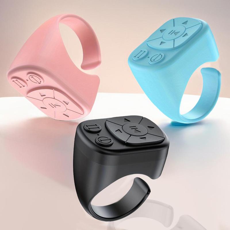 Multi-function Ring Remote Control, Bluetooth-compatible Page Turner Ring for iPhone iPad, Camera Shutter Short Video and Music Remote Controller