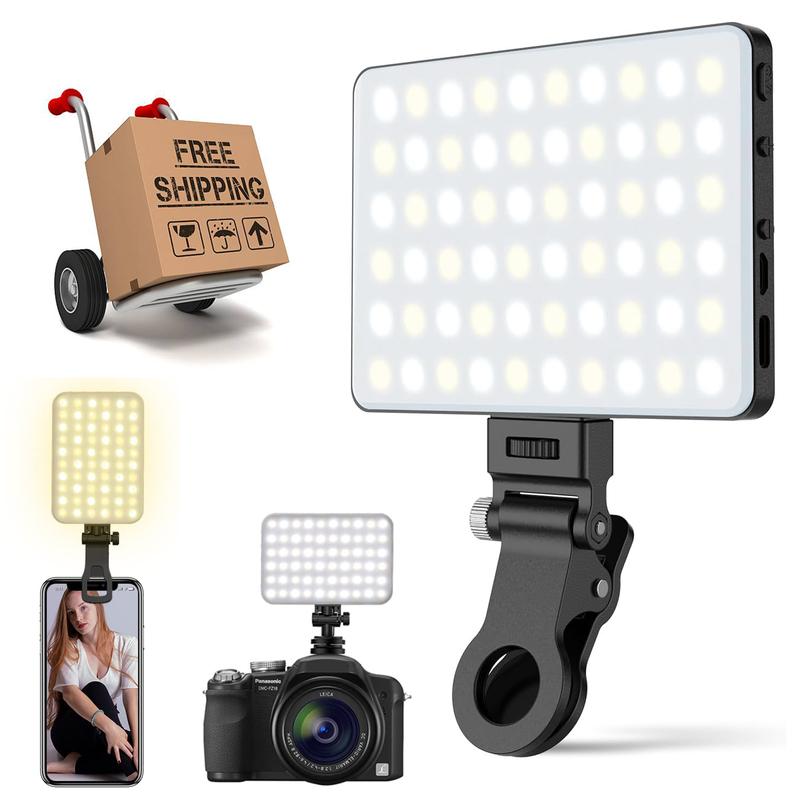 PQRQP 60 LED Phone Light, Selfie Light, 5000Mah Rechargeable Clip Video Light, Adjusted 3 Light Modes, for Phone, Camera, Laptop, iPad, Light for Phone for Selfie, Video Conference, TikTok, Vlog