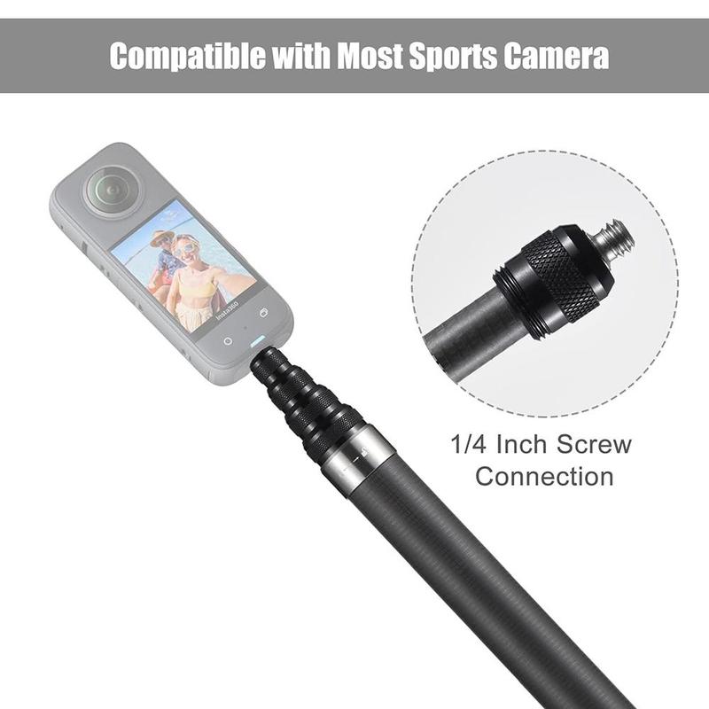 Lightweight Design Camera Selfie Stick, 9 Section 45cm 17in-300cm 118in Extendable Sports Camera Extension Pole, Action Camera Selfie Stick, Camera Accessories