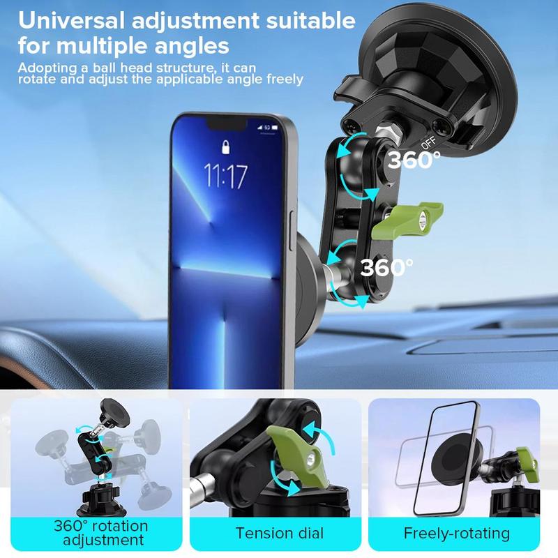 Magnetic Car Phone Holder, Car Phone Holder with Suction Cup, Universal Car Interior Accessories for Most Smartphones