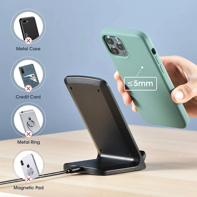 Strong Adsorption Wireless Fast Charger, Wireless Charging Phone Stand, Fast Smartphone Charging Stand for Home & Office