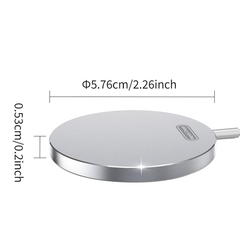 15W Magnetic Wireless Charger, Lightweight Fast Wireless Charger, Portable Charger for iPhone 16 15 14 Galaxy S24 S23 AirPods