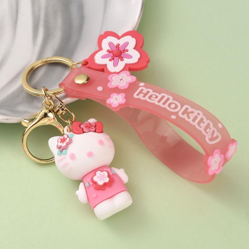 SANRIO Cute Cartoon Cat Dog Design Phone Chain, Cherry Blossom Series Keychain for Women & Girls, Fashion Phone Decorative Accessories for Daily Use