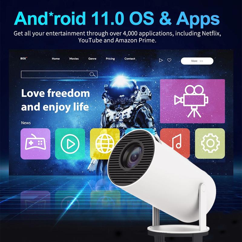 4K Multi-function Bluetooth Projector WIFI Projector With Screen&Two Game Consoles Full HD Portable Projector 270° Compatible with iPhone PC Laptop