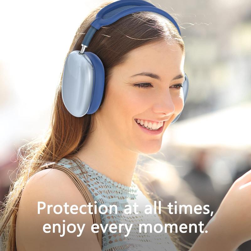 Silicone Protective Case, Clear Soft TPU Ear Cover Ear Pad Protective Case Headband Cover, Earphone Accessories for Apple AirPods Max