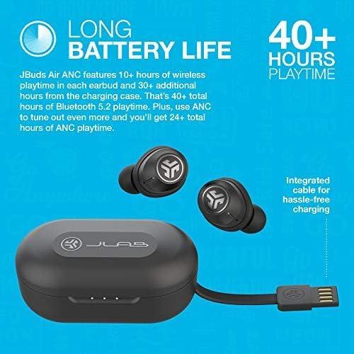 JLab JBuds Air ANC True Wireless Earbuds, Black, Active Noise Canceling, Low Latency Movie Mode, Dual Connect, IP55 Sweatproof, 3 EQ Settings Audio Bluetooth