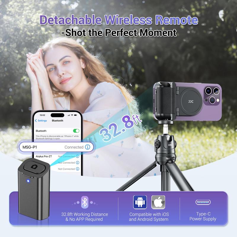 Wireless Magnetic Smartphone Camera Holder with Ring Light Function, Summer with Wireless Remote Control & Selfie Light, Camera Phone Accessories for Iphone Android