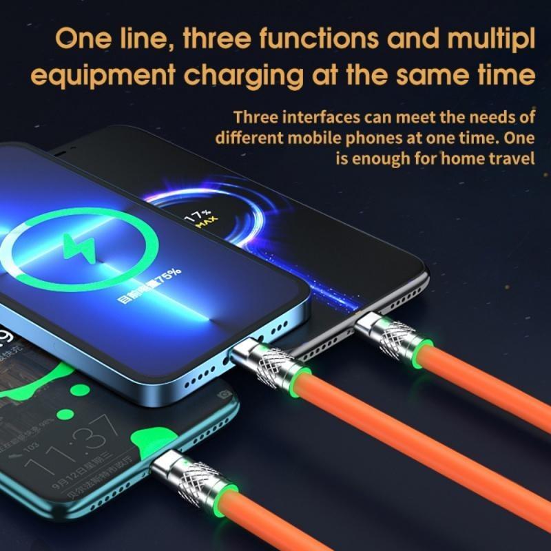 3 In 1 2 In 1 Fast Charging Data Cable, Multiple USB Fast Charging Cables, Multifunctional Charging Cable for iPhone Xiaomi Samsung