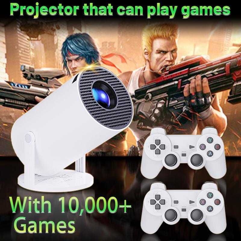 4K Multi-function Bluetooth Projector WIFI Projector With Screen&Two Game Consoles Full HD Portable Projector 270° Compatible with iPhone PC Laptop