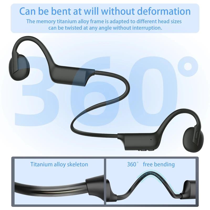 Wireless Bone Conduction Earphone, IPX5 Waterproof Lightweight Bluetooth-compatible Headphone, Sweat Resistant Earbuds for Sports, Cycling, Driving Training