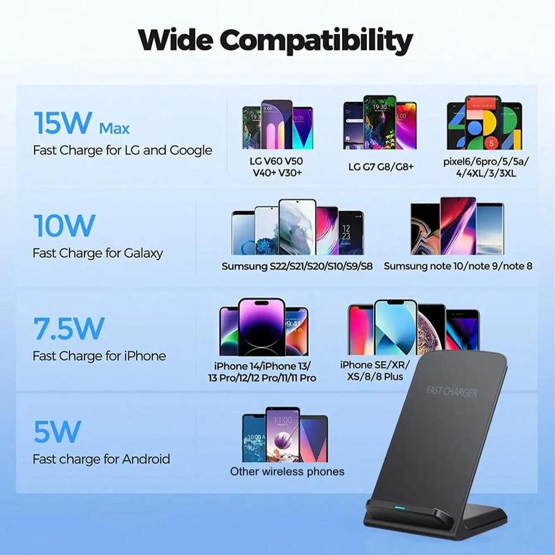 Strong Adsorption Wireless Fast Charger, Wireless Charging Phone Stand, Fast Smartphone Charging Stand for Home & Office