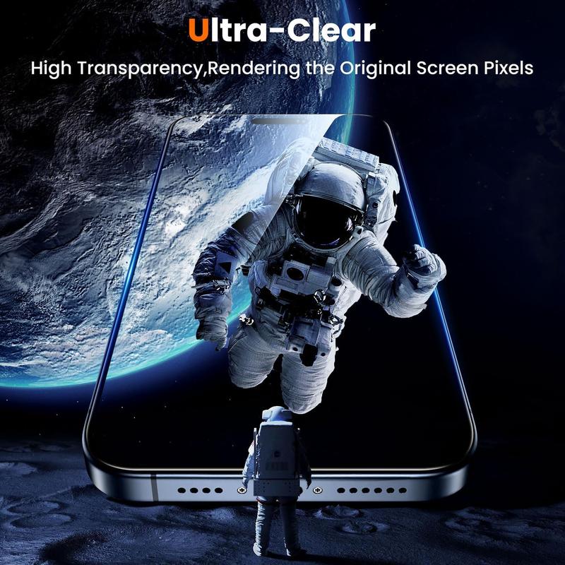 UniqueMe for iPhone16 15 14 13 12 Series Clear Privacy Screen Protector - [Military Grade Shatterproof & 9H+ Hardness]  Full Coverage Protection, Easy Installation, 2 Packs