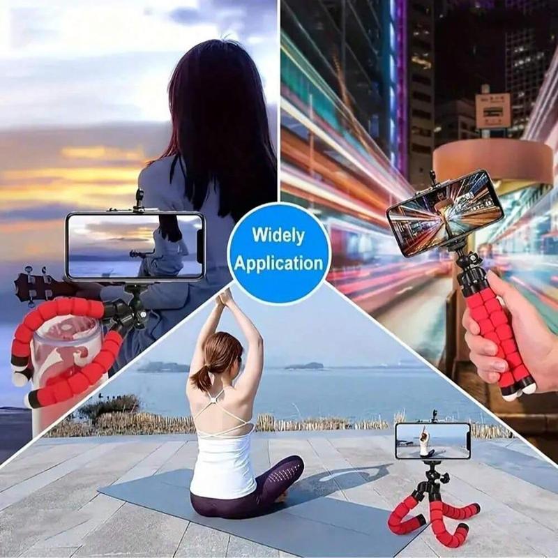 Flexible Phone Tripod, 1 Count Mini Octopus Cell Phone Holder, Foldable Table Tripod Handheld Tripod for iPhone Android Smartphone