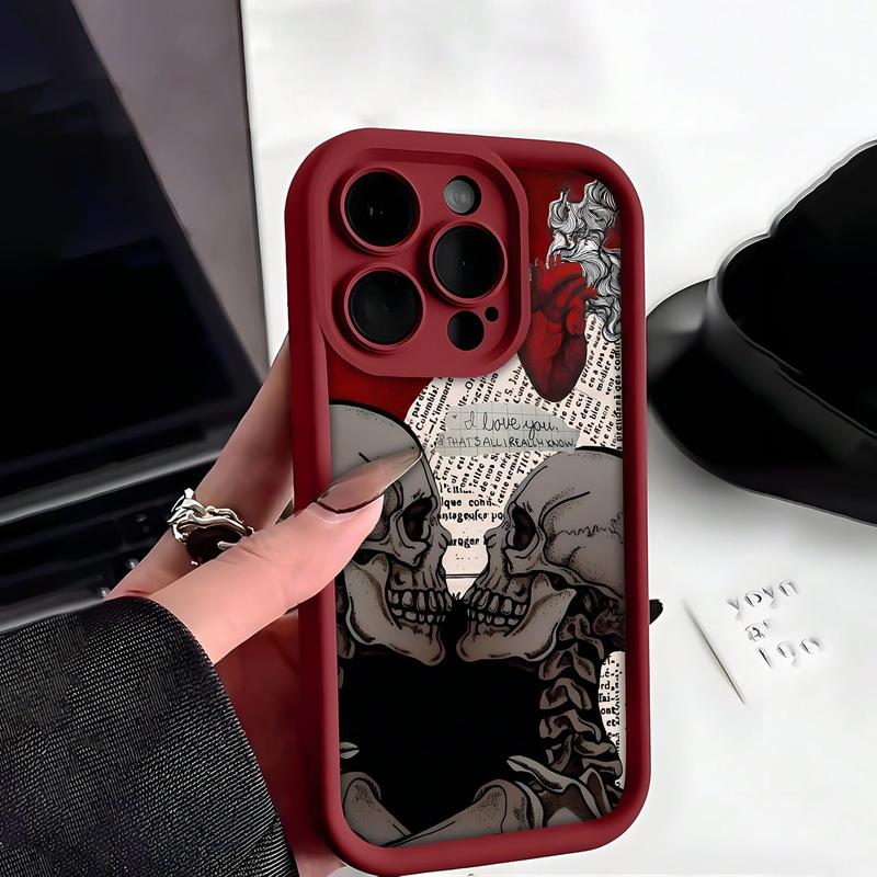 Vintage Skull Pattern Phone Case, 1 Count Shockproof Phone Protective Cover, Phone Accessory Compatible with iPhone 16 Series