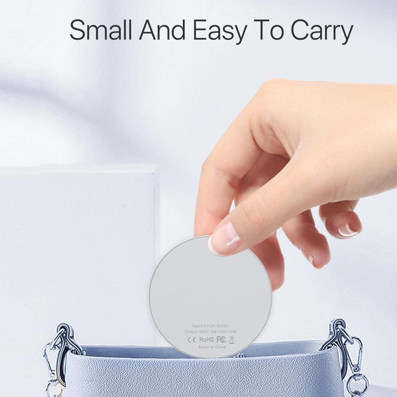 15W Magnetic Wireless Charger, Lightweight Fast Wireless Charger, Portable Charger for iPhone 16 15 14 Galaxy S24 S23 AirPods