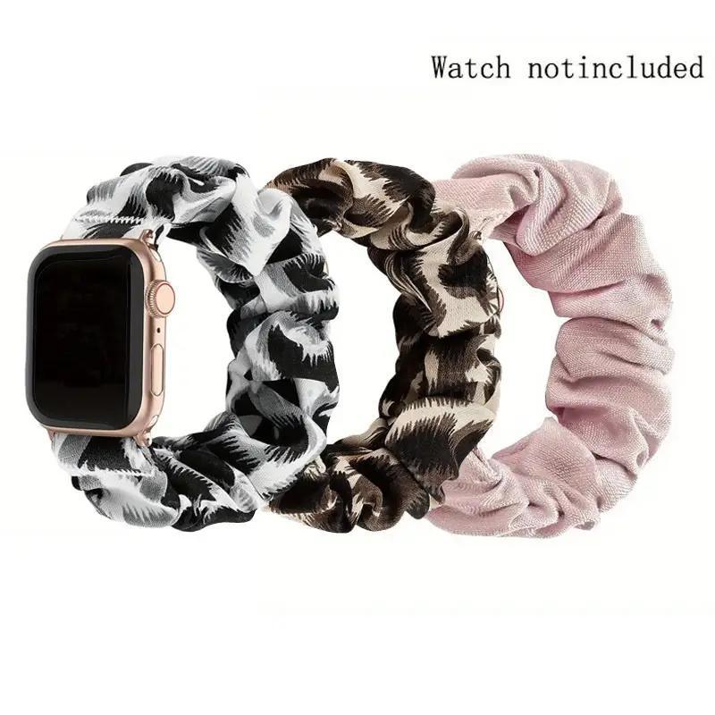 Elastic Solid Color Watch Band, 3 Counts Soft Braided Band, Replacement Watch Band, Multipurpose Elastic Hair Band Sports Watch Band for Apple Watch Series