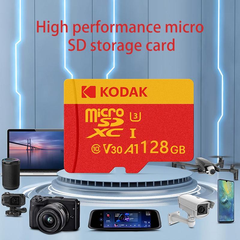 Kodak Micro SDXC Memory Card, 1 Count TF Card Micro SD Storage Card with Card Adapter, Support for Mobile Phone Digital Camera Traffic Recorder