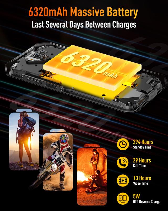 Ulefone Armor X13 Unlocked Rugged Smartphone, 50MP+24MP Night Vision Camera, Octa-core 12GB RAM+ 64GB ROM, 6.52 inch Screen, 6320mAh, Global Dual 4G, NFC OTG GPS IP68 IP69K, Orange Color Mobile Cellphone