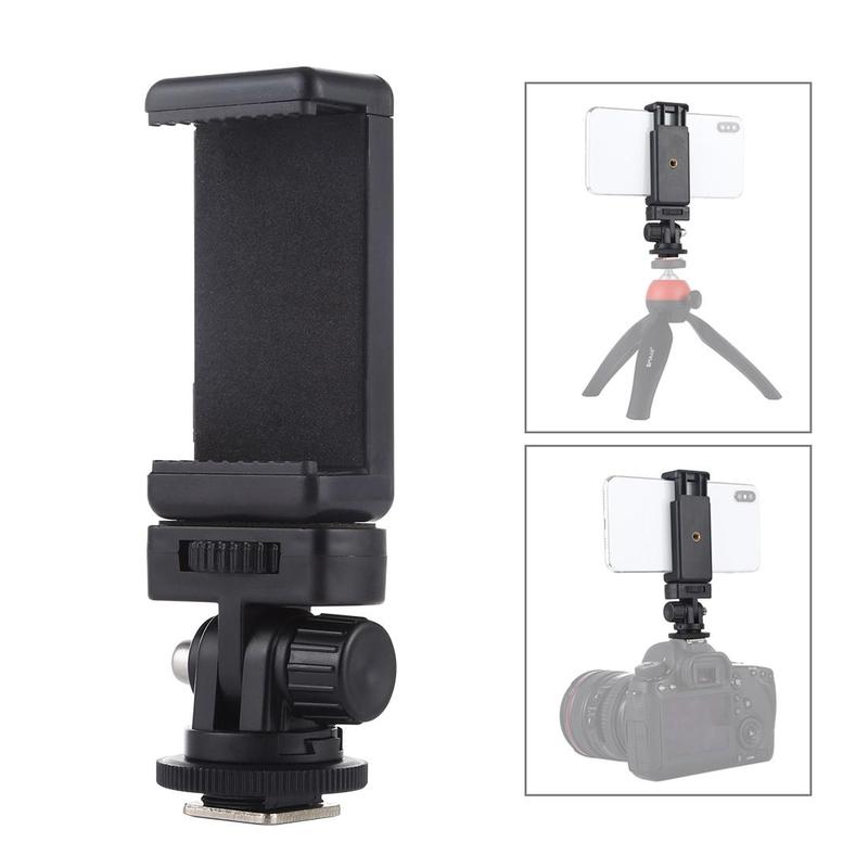 PULUZ 1 4 Inch Tripod Mount Adapter, Tripod Mount Adapter with Phone Holder, Tripod Mount Adapter with Phone Clamp for iPhone Samsung