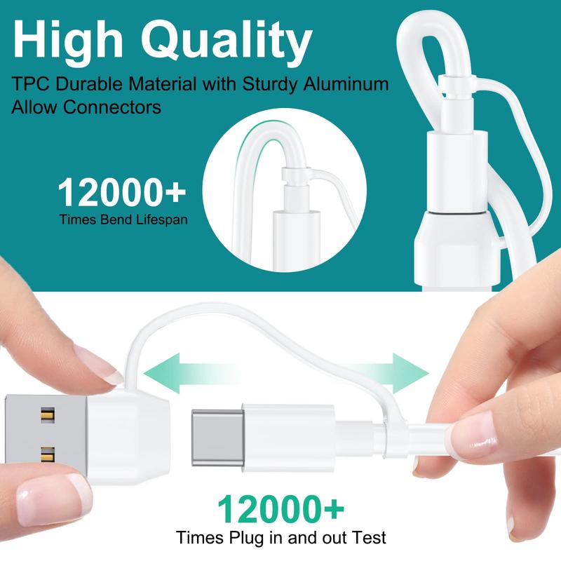 Multipurpose 6 in 1 Charging Cable, 2 Counts 1.8m Mobile Data Cable, Multifunctional Universal Mobile Devices Charging Cable for Watch, Phone, Tablet, Laptop