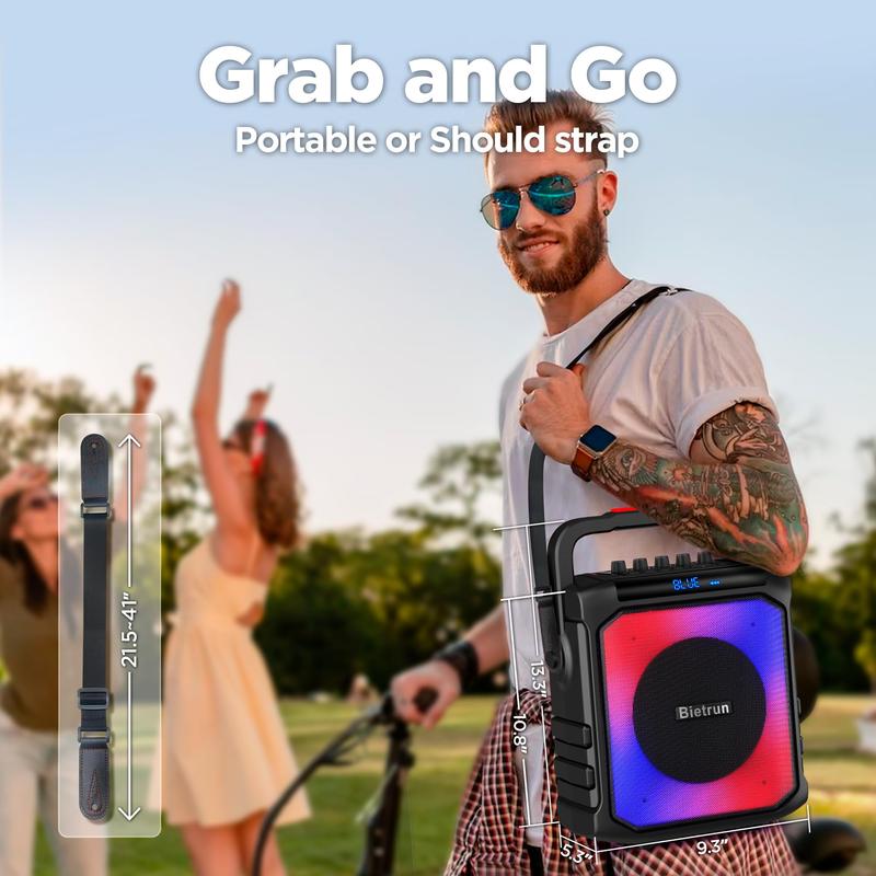 Bietrun Karaoke Machine with 2 Microphones Bluetooth Speaker for Adults Singing Audio Stereo Wireless Connection Portable Smartphone