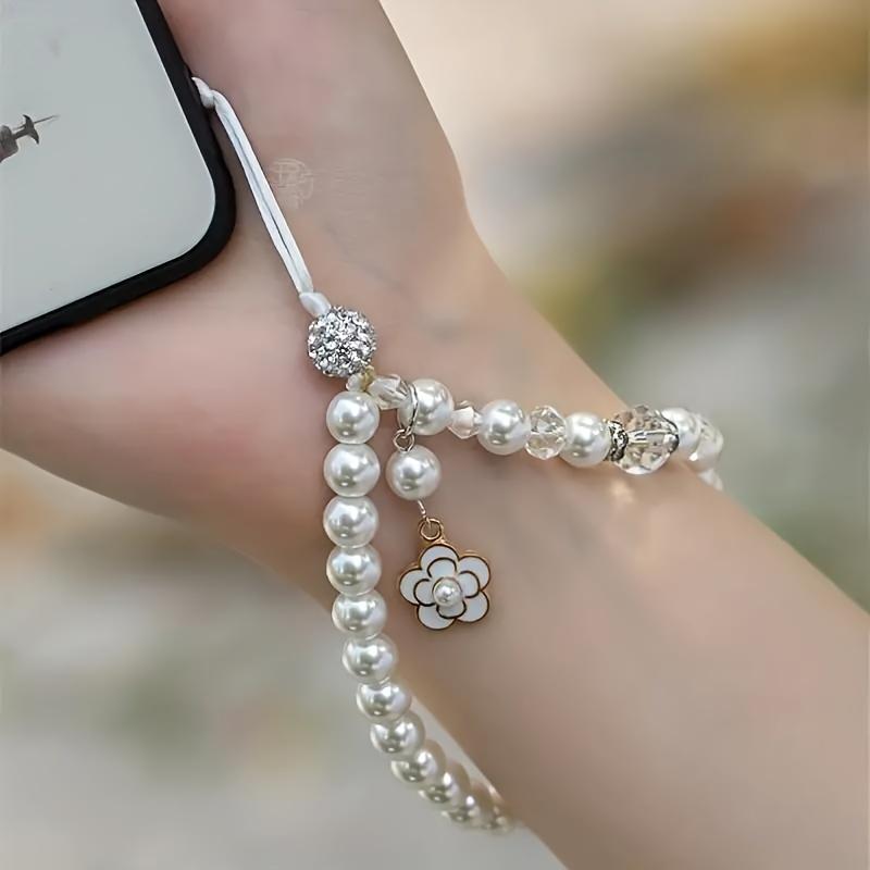 1pc Pearl Mobile Phone Chain Hanging Rope High End Wrist Phone Pendant Short Loss Prevention Phone Hanging Rope