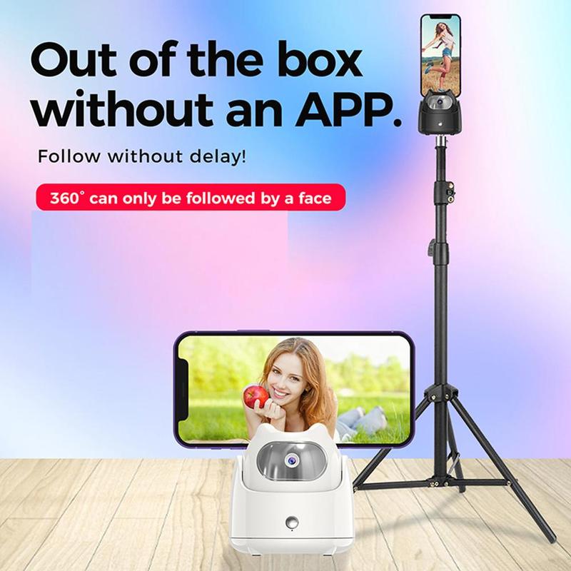 360 Degree Auto Tracking Phone Holder, Portable Smart Selfie Stick Gimbal, Auto Face Tracking Tripod, Phone Video Vlog Live Streaming Tool, Stocking Fillers Gift