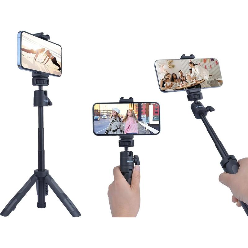 Phone Tripod Stand, Ruittos Vlogging Tripod, Selfie Stick Tripod, Go pro Extendable Tripod for iPhone, Webcam, Desktop, Sony, Go Pro, Travel 11.5inch Portable Pocket Mini Tripod