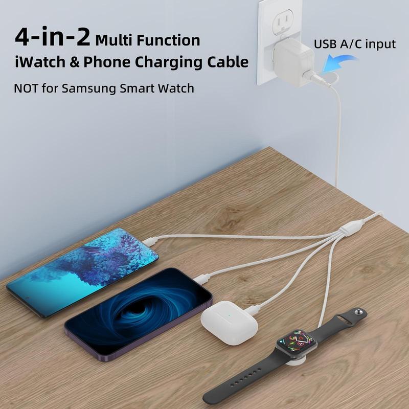 Multipurpose 6 in 1 Charging Cable, 2 Counts 1.8m Mobile Data Cable, Multifunctional Universal Mobile Devices Charging Cable for Watch, Phone, Tablet, Laptop