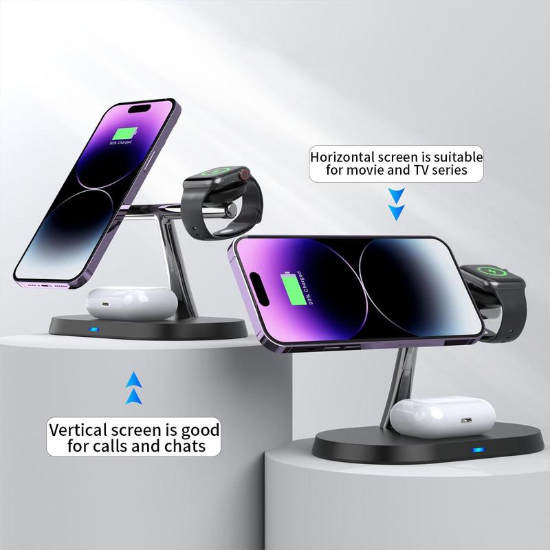 3 in 1 Wireless Charger, 15W Wireless Charging Station, Desktop Phone & Earphone & Watch Charging Station, Phone Accessories for Home Office