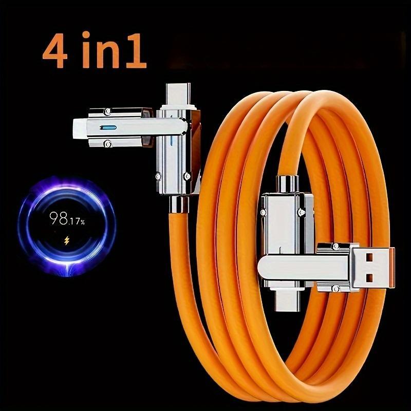 4 in 1 Data Cable, Multifunctional 4 in 1 Data Cable, Fast Charging Cable with Dual Type-C 100W Fast Charging Function