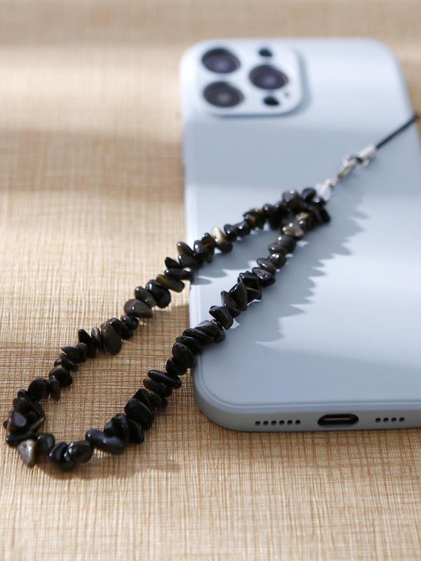 Artificial Crystal & Beaded Decor Phone Chain, Minimalist Style Phone Lanyard for Phone Decoration, Fashionable Phone Charm for Women & Girls