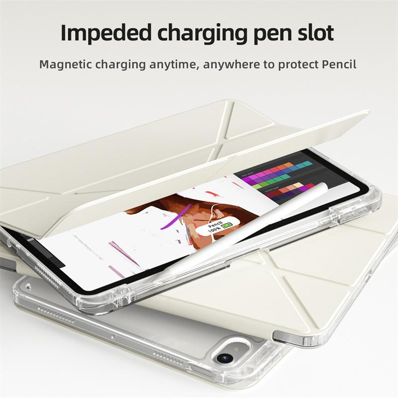 Clear Tablet Case with Pen Slot, Lightweight Foldable Tablet Protective Cover, Tablet Accessories Compatible with iPad Pro Air 10th Mini Series