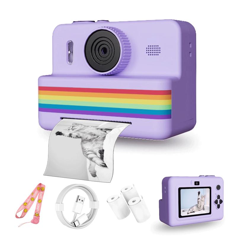 Instant Camera with 3 Print Paper, 2.8 Inch LCD Screen Digital Camera, Rechargeable 1080P Camera, Birthday Gift for Boys & Girls, Portable Camera