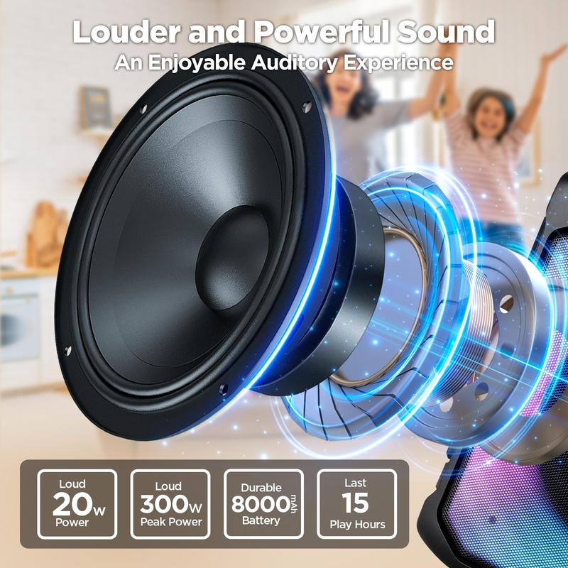 Bietrun Karaoke Machine with 2 Microphones Bluetooth Speaker for Adults Singing Audio Stereo Wireless Connection Portable Smartphone