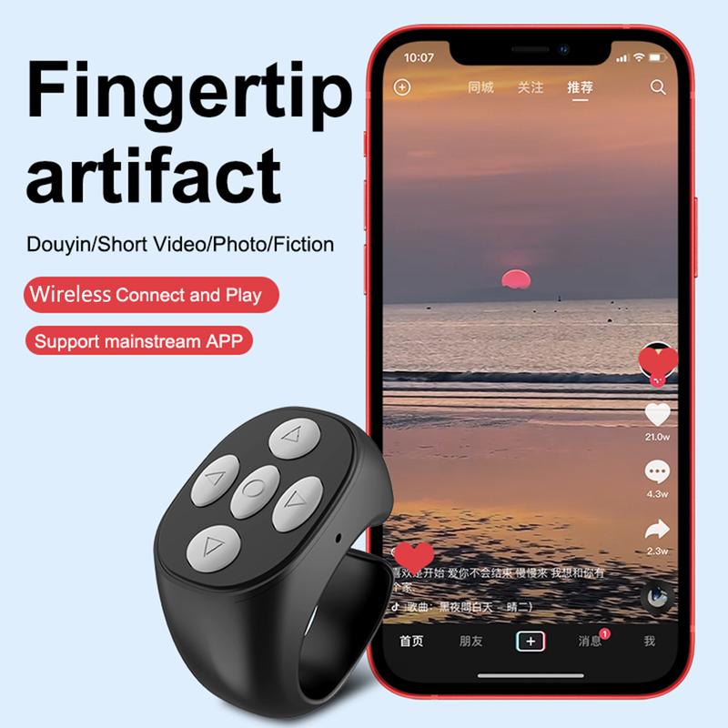 Bluetooth Remote Control with Phone holder,Bluetooth Phone Remote for Camera Selfie, Video Record, Music Control, Smart Ring for iPhone, iPad, Android, Pink Smartphone tiktok remote Cellphone Bluetooth Remote Christmas Gift Wireless Remote